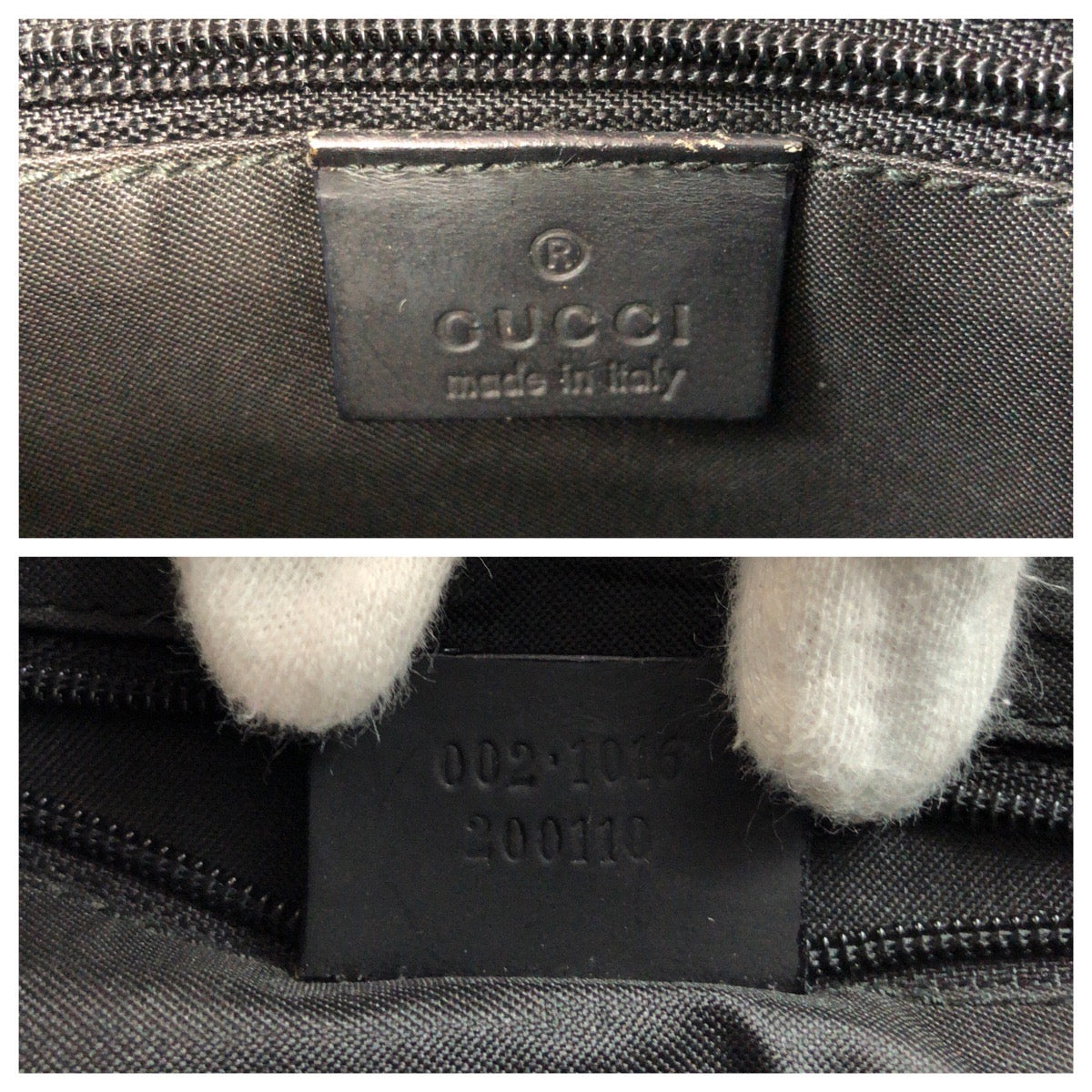 GUCCI Handbag 002 1016 Nylon black Handbag Tote Bag Bamboo Women Used Authentic