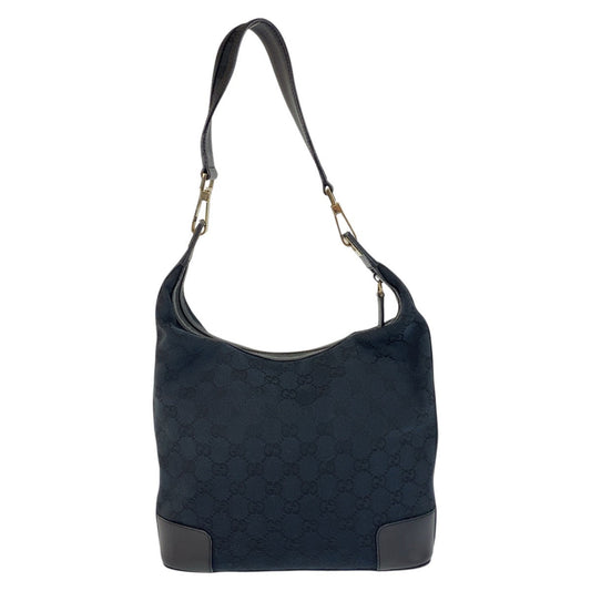 GUCCI Shoulder Bag 001 4204 GG canvas, leather Black GoldMetal Women Used Authentic