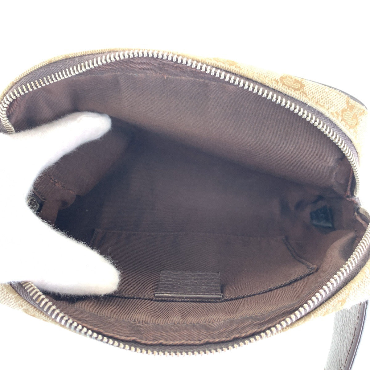 GUCCI Sling bag 449174 GG canvas, leather Brown Silver Metal Sling bag Waist bag mens Used Authentic