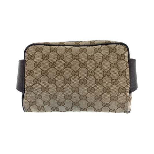 GUCCI Sling bag 449174 GG canvas, leather Brown Silver Metal Sling bag Waist bag mens Used Authentic