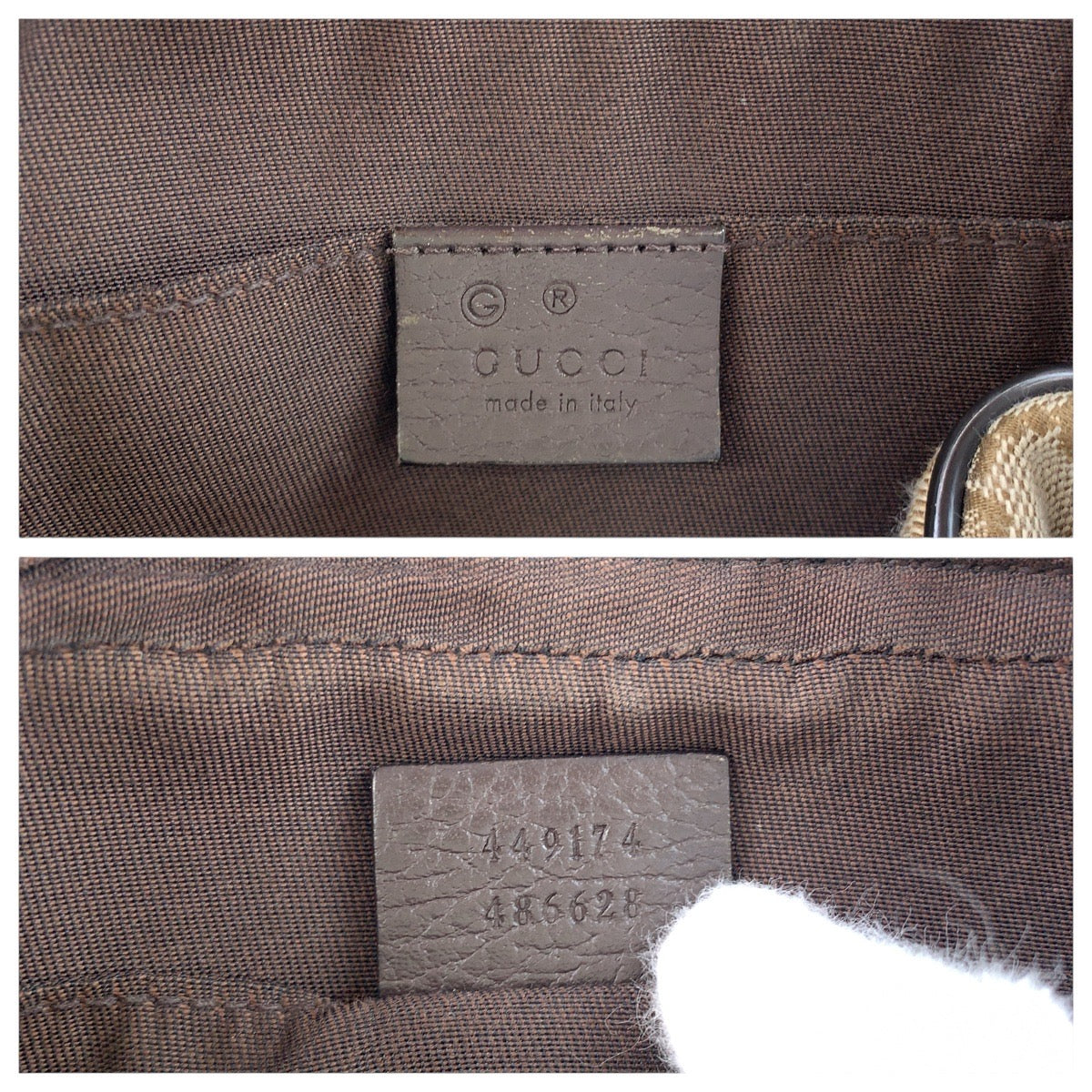 GUCCI Sling bag 449174 GG canvas, leather Brown Silver Metal Sling bag Waist bag mens Used Authentic
