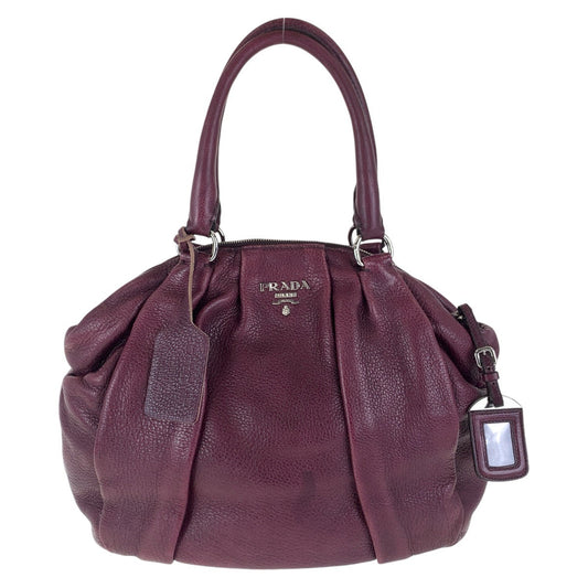 PRADA Tote Bag leather Purple SilverMetal Tote Bag Shoulder Bag Vitterodino Women Used Authentic