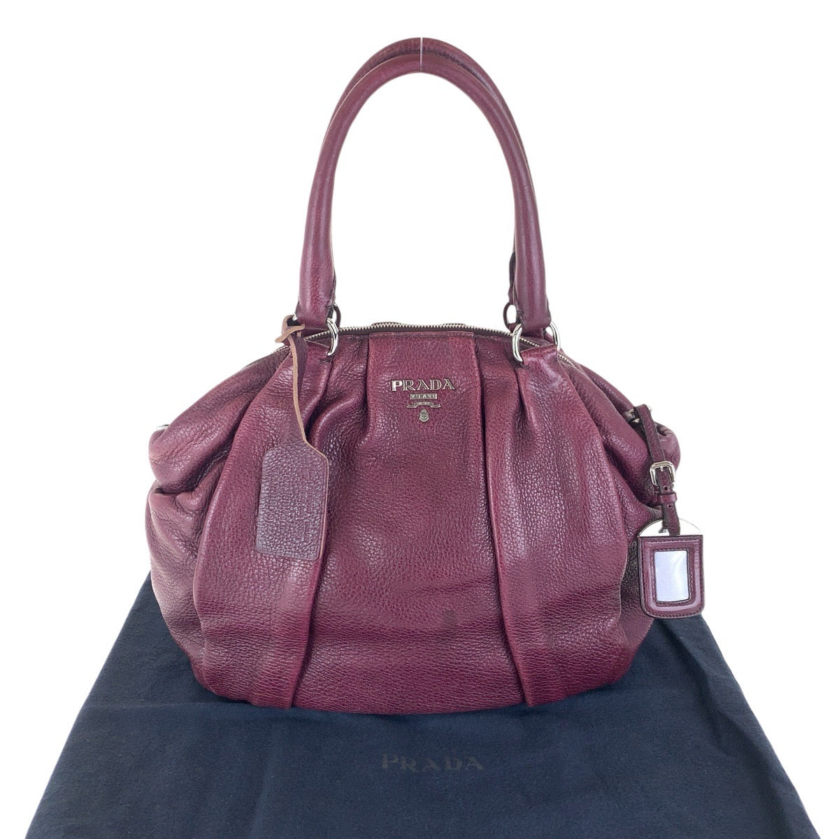 PRADA Tote Bag leather Purple SilverMetal Tote Bag Shoulder Bag Vitterodino Women Used Authentic