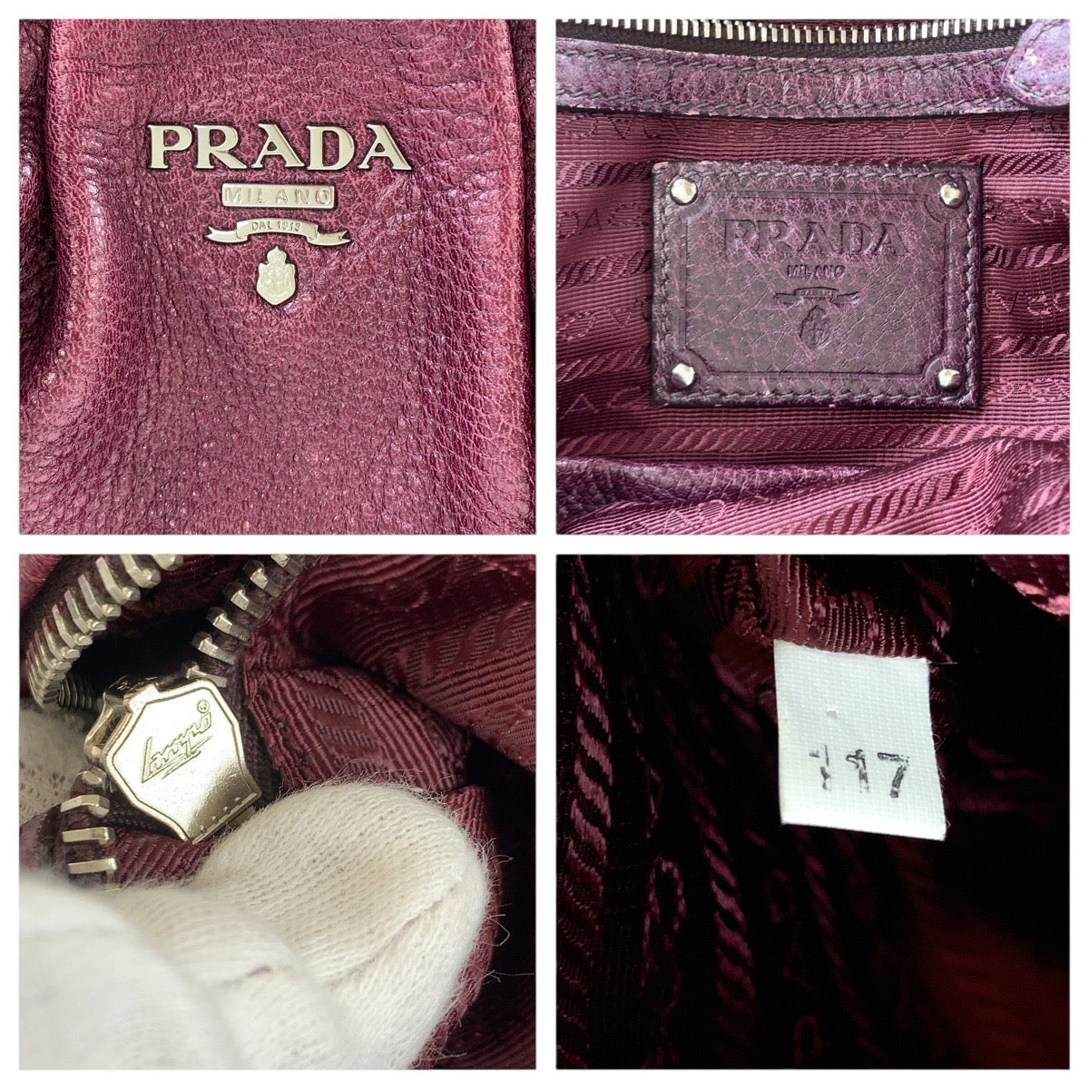PRADA Tote Bag leather Purple SilverMetal Tote Bag Shoulder Bag Vitterodino Women Used Authentic