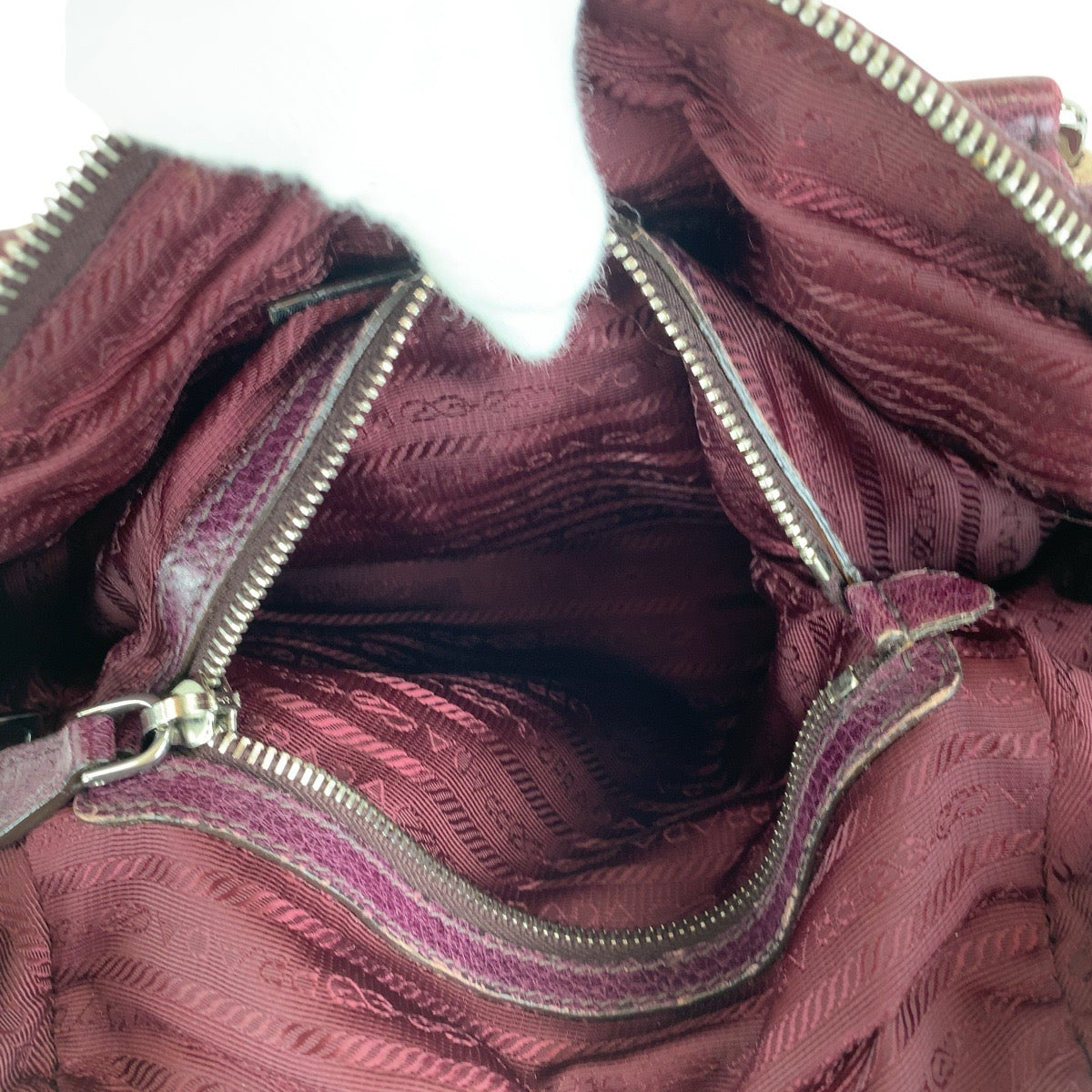 PRADA Tote Bag leather Purple SilverMetal Tote Bag Shoulder Bag Vitterodino Women Used Authentic