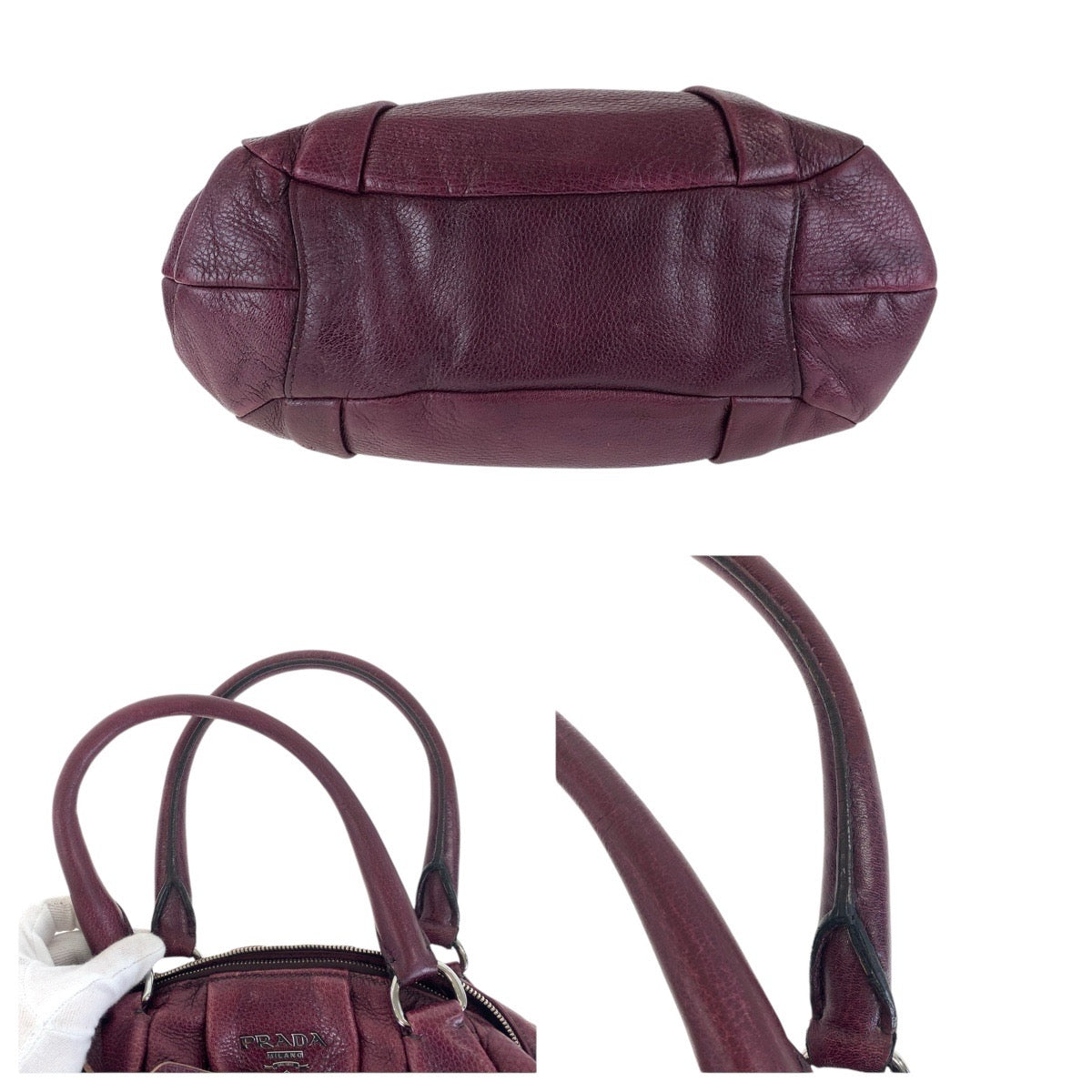 PRADA Tote Bag leather Purple SilverMetal Tote Bag Shoulder Bag Vitterodino Women Used Authentic