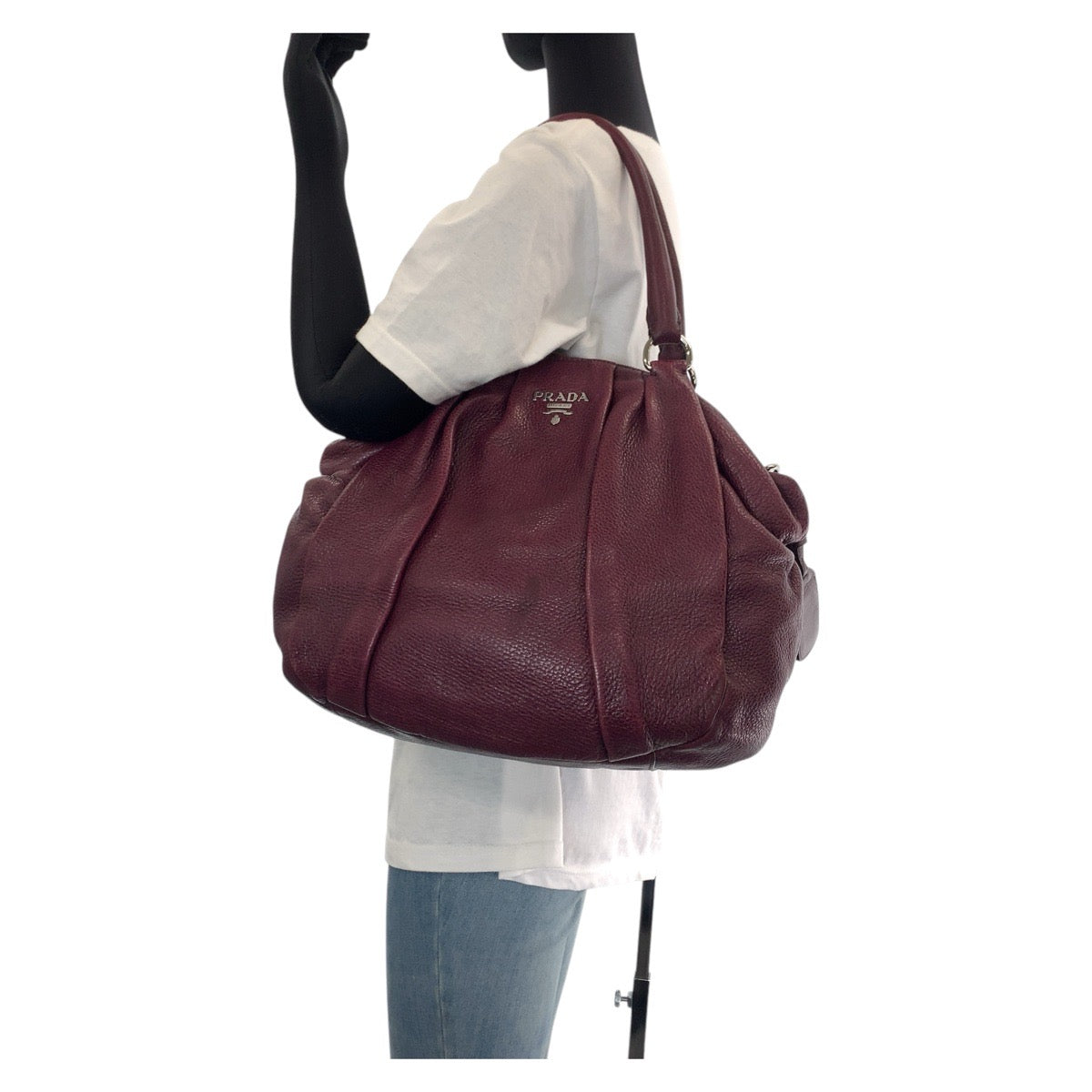 PRADA Tote Bag leather Purple SilverMetal Tote Bag Shoulder Bag Vitterodino Women Used Authentic