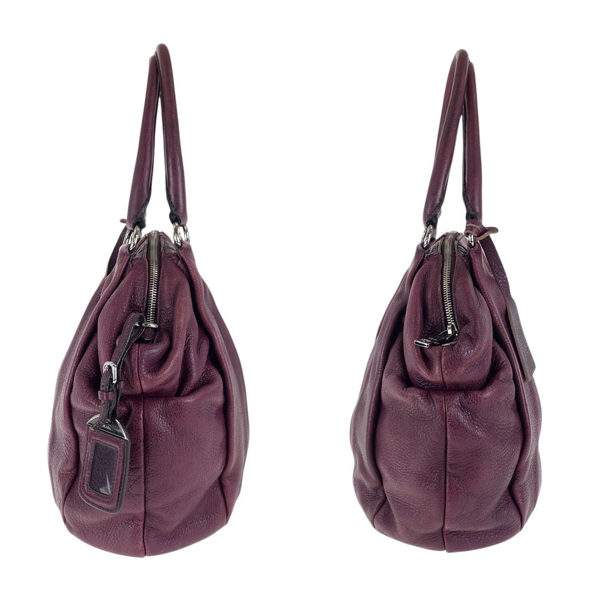 PRADA Tote Bag leather Purple SilverMetal Tote Bag Shoulder Bag Vitterodino Women Used Authentic