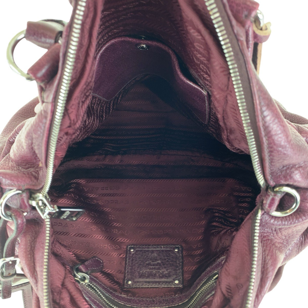 PRADA Tote Bag leather Purple SilverMetal Tote Bag Shoulder Bag Vitterodino Women Used Authentic