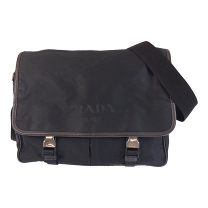 PRADA Shoulder Bag Nylon Black SilverMetal Shoulder Bag Messenger bag Test Triangle With logo Women Used Authentic