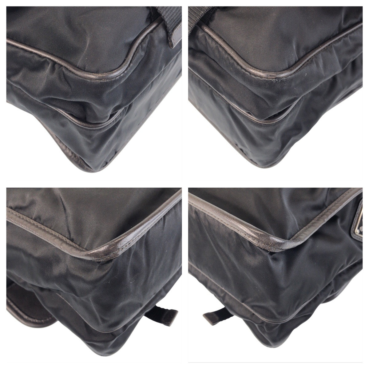 PRADA Shoulder Bag Nylon Black SilverMetal Shoulder Bag Messenger bag Test Triangle With logo Women Used Authentic