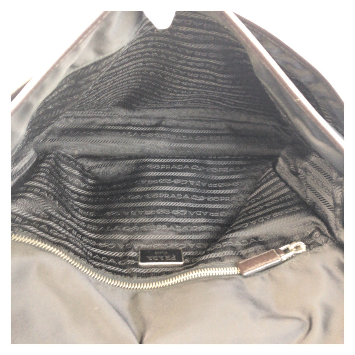 PRADA Shoulder Bag Nylon Black SilverMetal Shoulder Bag Messenger bag Test Triangle With logo Women Used Authentic