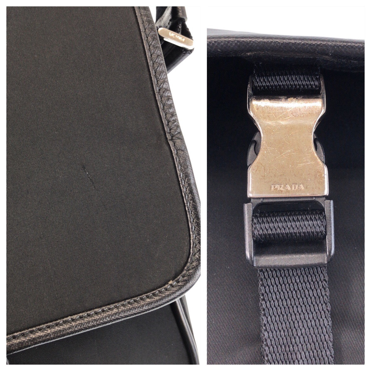 PRADA Shoulder Bag Nylon black Shoulder Bag pochette Test Triangle With logo Women Used Authentic