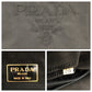 PRADA Tote Bag Nylon Black GoldMetal Tote Bag Shoulder Bag Test Logo embroidery Women Used Authentic