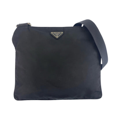 PRADA Shoulder Bag Nylon black Shoulder Bag Messenger bag Test Triangle With logo Women Used Authentic