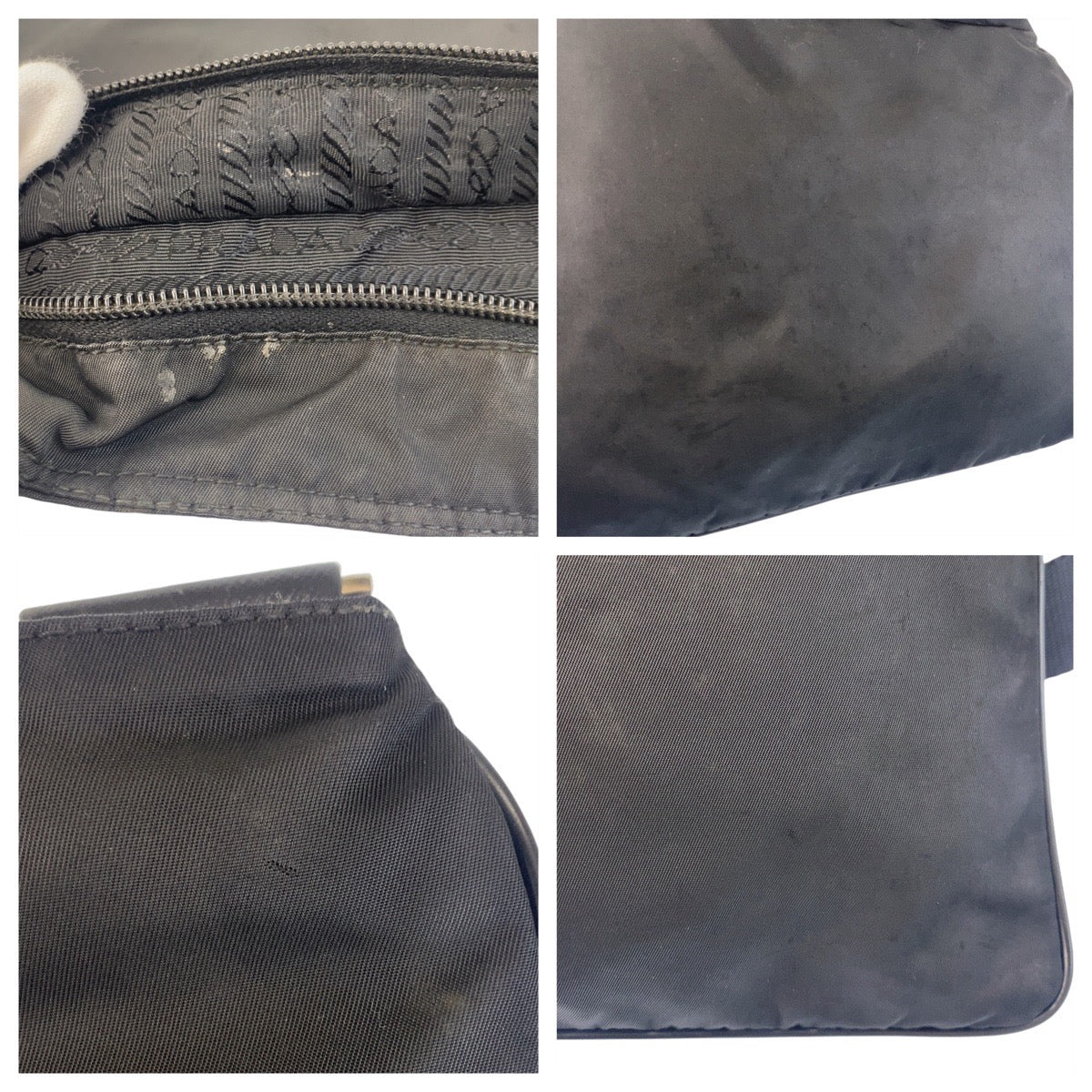 PRADA Shoulder Bag Nylon black Shoulder Bag Messenger bag Test Triangle With logo Women Used Authentic