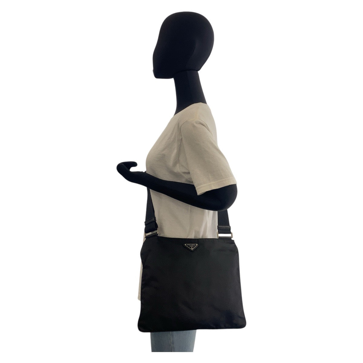 PRADA Shoulder Bag Nylon black Shoulder Bag Messenger bag Test Triangle With logo Women Used Authentic