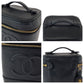 CHANEL Handbag Caviar skin Black Gold Metal Handbags Vanity Pouches COCO Mark Women Used Authentic