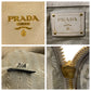 PRADA Handbag leather Beige Gold Metal Handbag Shoulder Bag Women Used Authentic