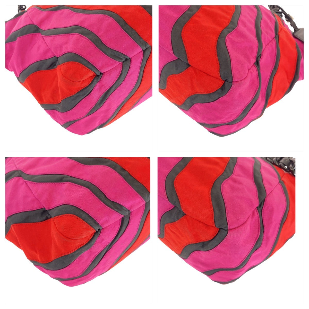 PRADA Tote Bag Nylon Pink Red SilverMetal