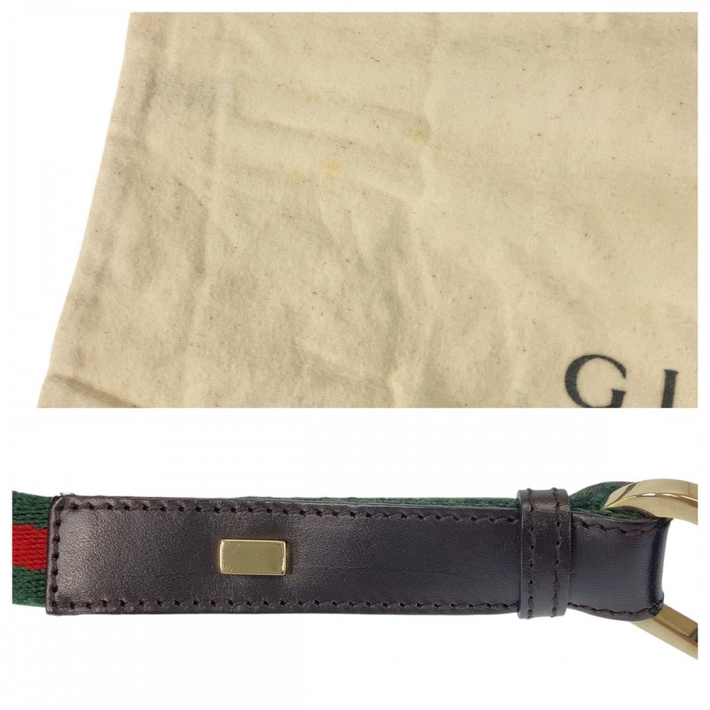 GUCCI Shoulder Bag 4286 Canvas, Leather Camel Black Gold Metal Sherry line Women Used Authentic