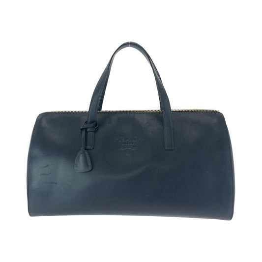 PRADA Boston Duffel bag leather Navy Gold Metal Boston Duffel bag Handbag Safiano Women(Unisex) Used Authentic