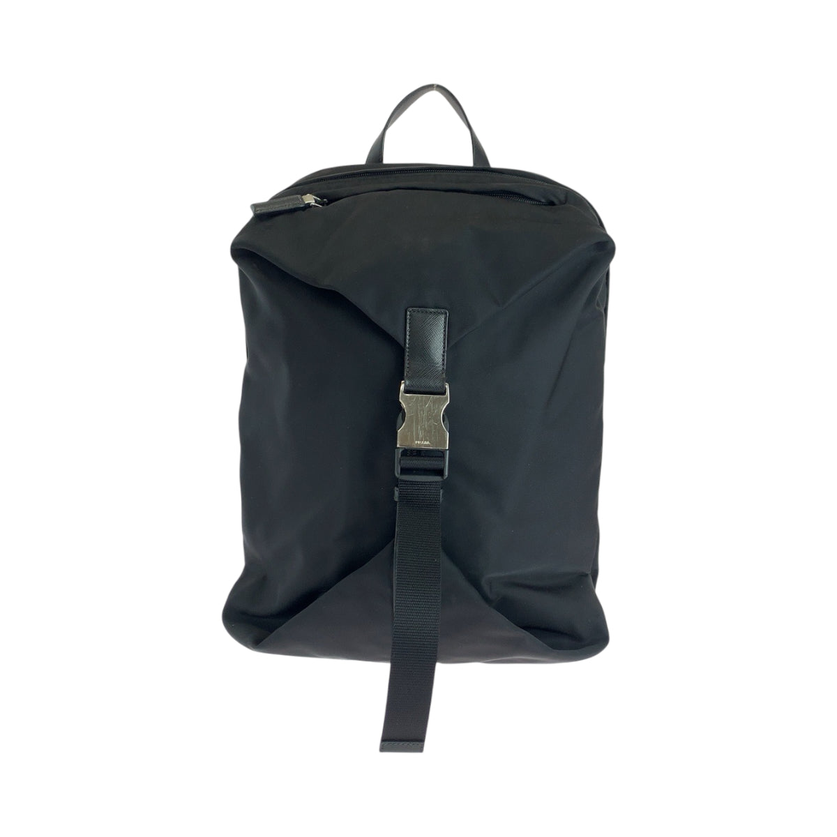 PRADA Backpack 2VZ028 Nylon Black SilverMetal Test Triangle With logo