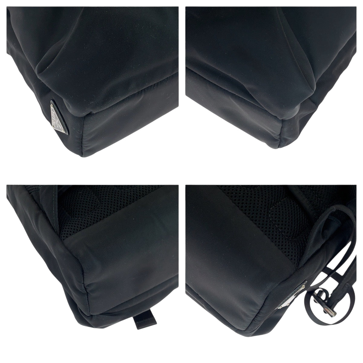 PRADA Backpack 2VZ028 Nylon Black SilverMetal Test Triangle With logo