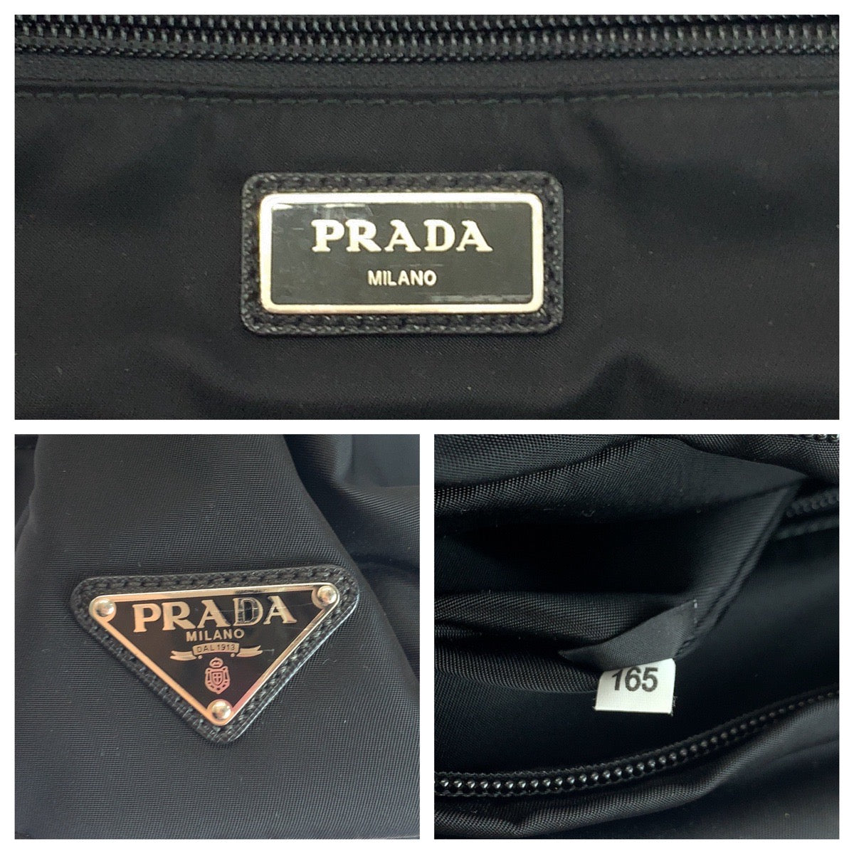 PRADA Backpack 2VZ028 Nylon Black SilverMetal Test Triangle With logo