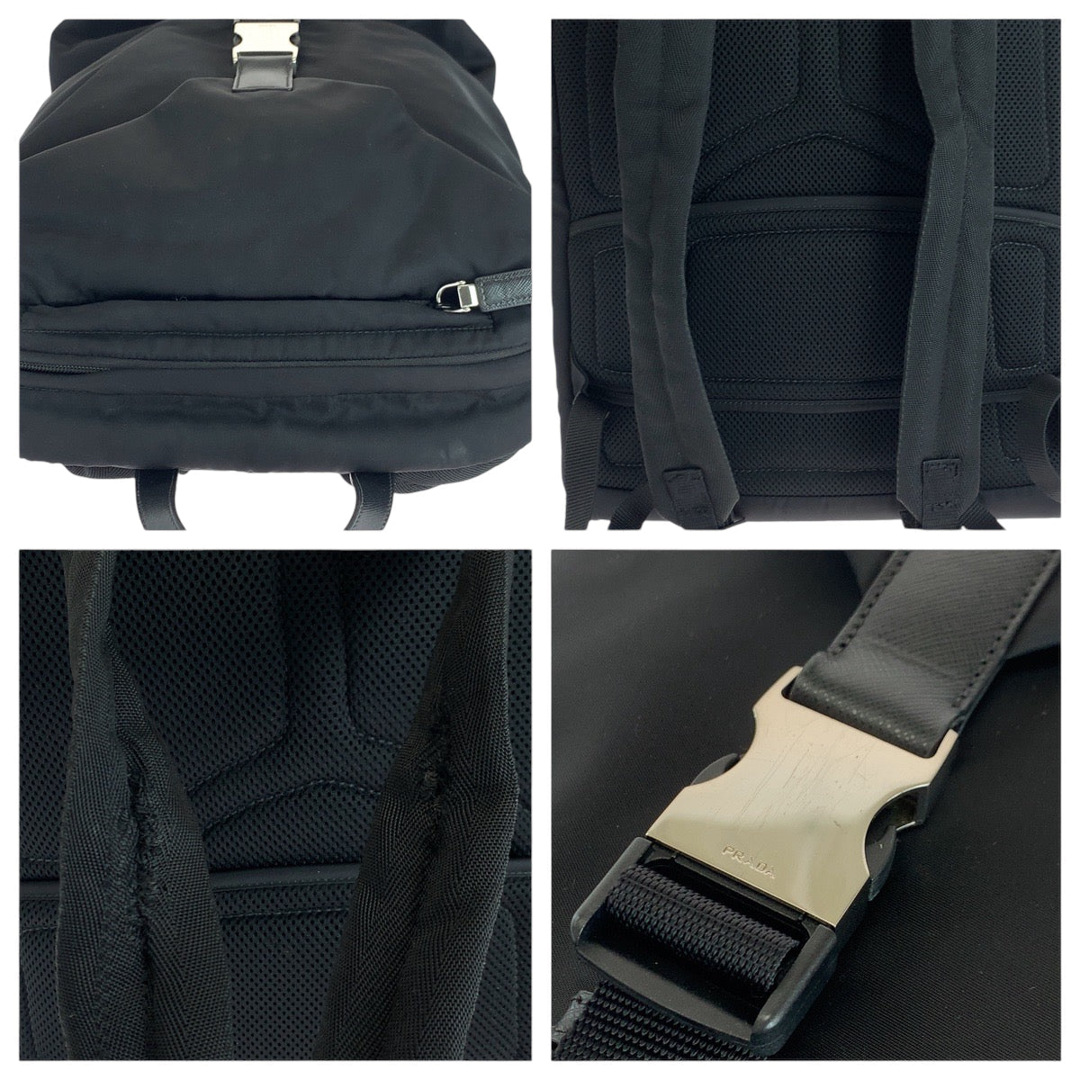 PRADA Backpack 2VZ028 Nylon Black SilverMetal Test Triangle With logo