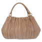 PRADA Shoulder Bag leather Pink Beige Gold Metal Shoulder Bag handbag Women Used Authentic