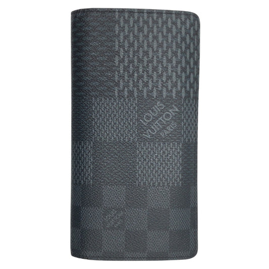 LOUIS VUITTON Long Wallet Purse N60436 PVC Black black Long Wallet Purse Damier Graphite 3D Portefeuille Brother NM mens Used Authentic