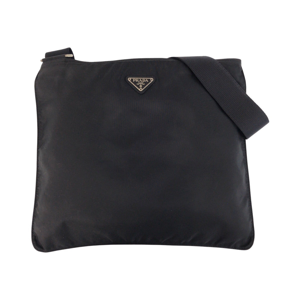 PRADA Shoulder Bag Nylon Black SilverMetal Shoulder Bag Messenger bag Test Triangle With logo Women Used Authentic