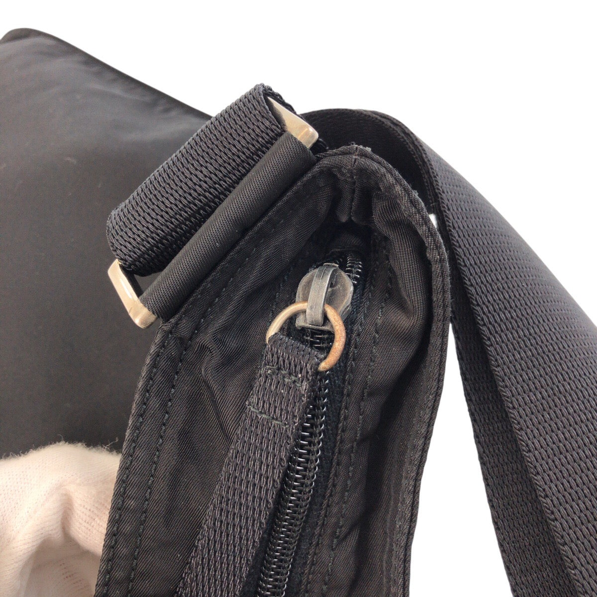PRADA Shoulder Bag Nylon Black SilverMetal Shoulder Bag Messenger bag Test Triangle With logo Women Used Authentic