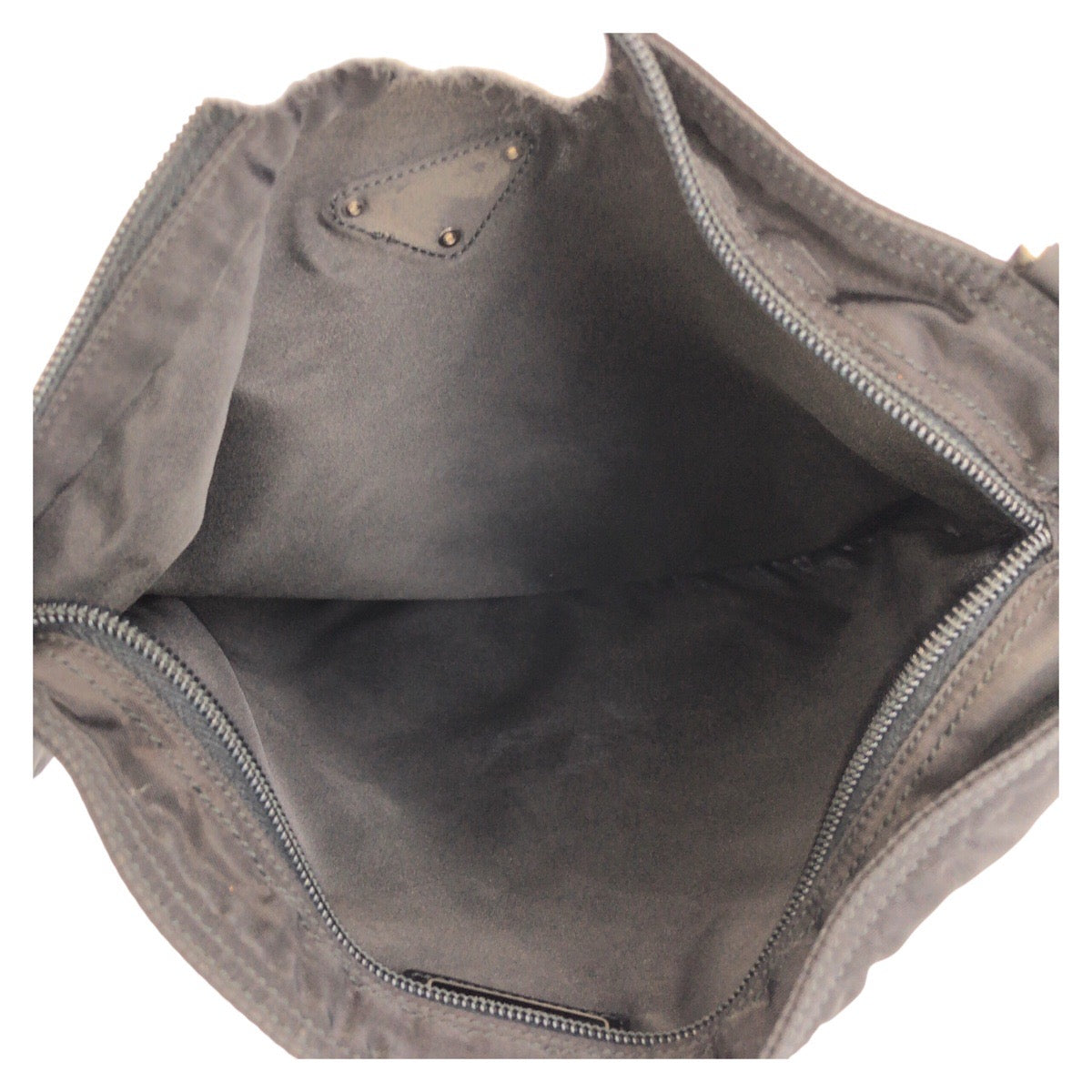 PRADA Shoulder Bag Nylon Black SilverMetal Shoulder Bag Messenger bag Test Triangle With logo Women Used Authentic