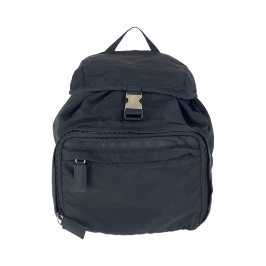 PRADA Backpack Nylon Black SilverMetal Backpacks & Daypacks Backpacks Test Triangle With logo Women Used Authentic