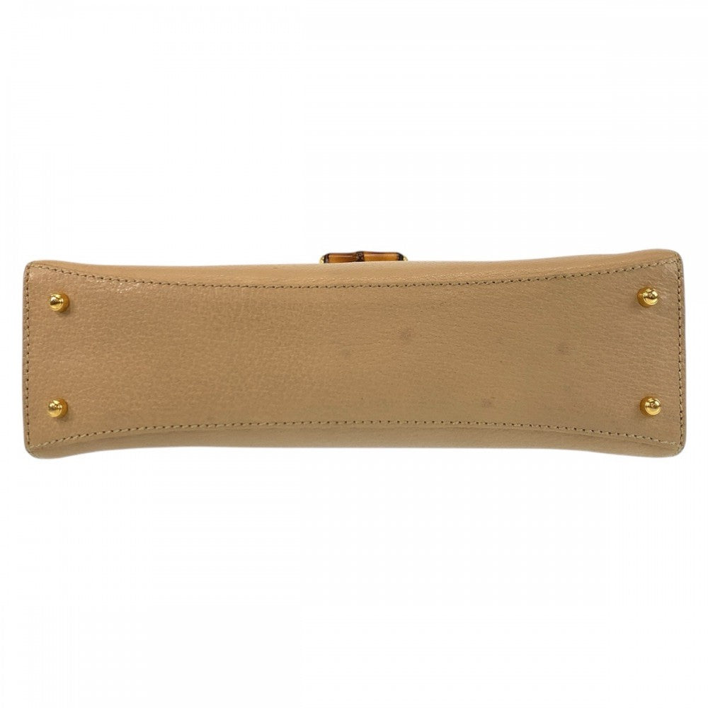 GUCCI Handbag 000 110 Leather, Bamboo Beige Gold Metal Handbag Bamboo Women Used Authentic