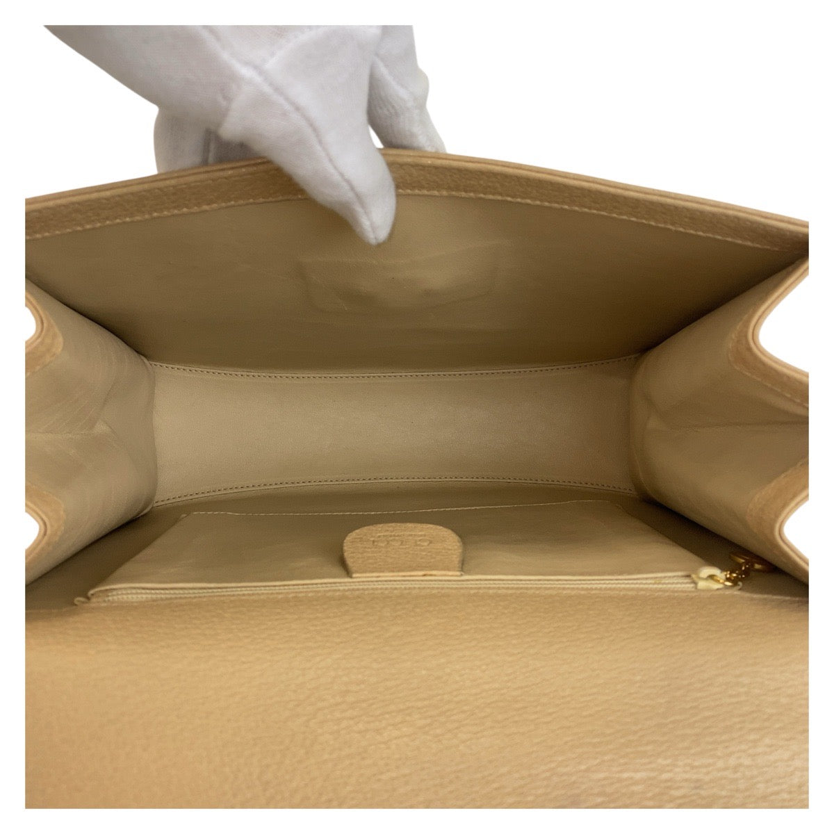 GUCCI Handbag 000 110 Leather, Bamboo Beige Gold Metal Handbag Bamboo Women Used Authentic