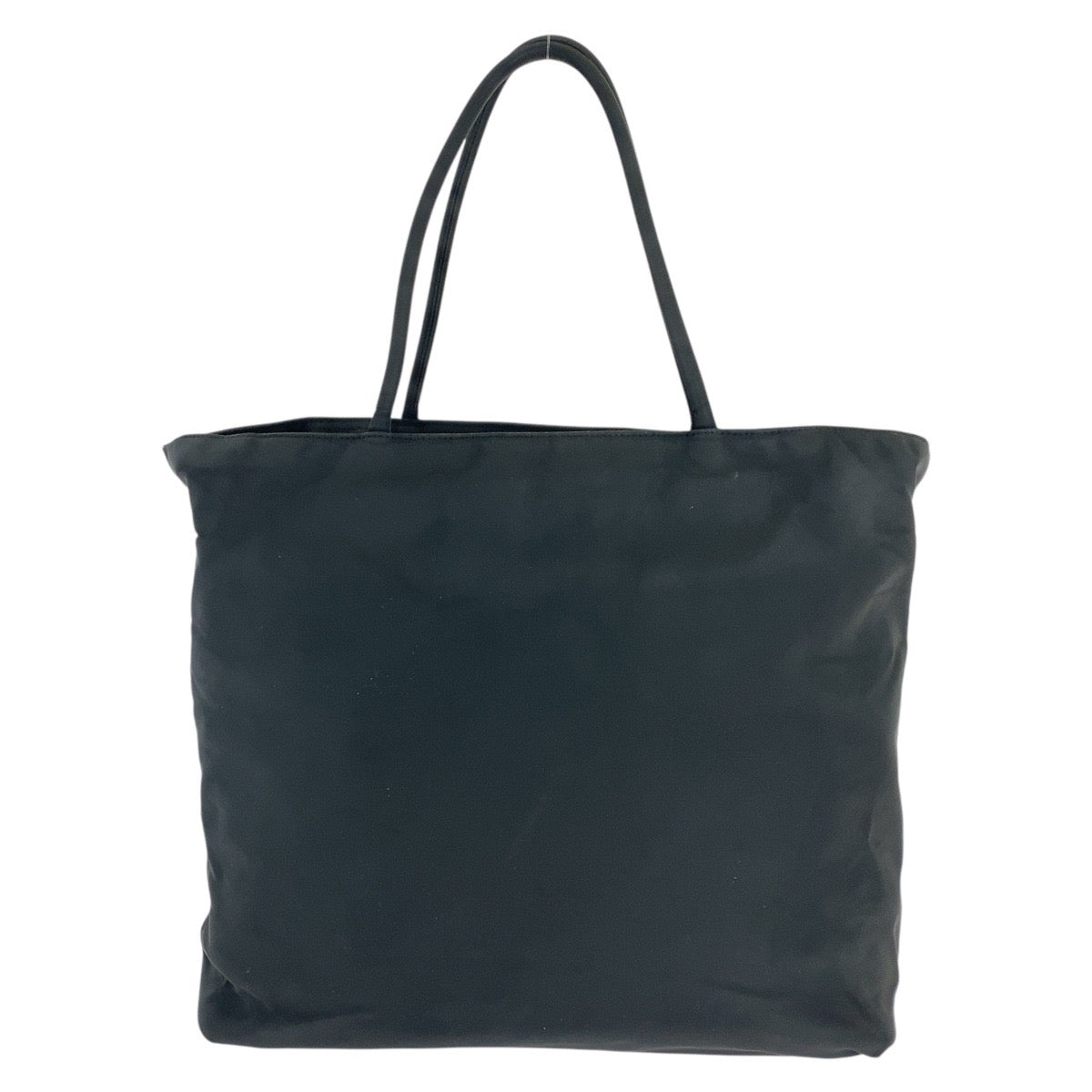 PRADA Tote Bag Nylon Black SilverMetal Tote Bag handbag Test Triangle With logo Women Used Authentic