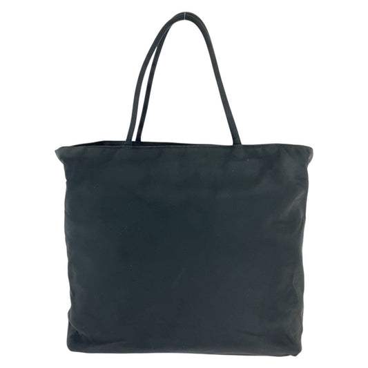 PRADA Tote Bag Nylon Black SilverMetal Tote Bag handbag Test Triangle With logo Women Used Authentic