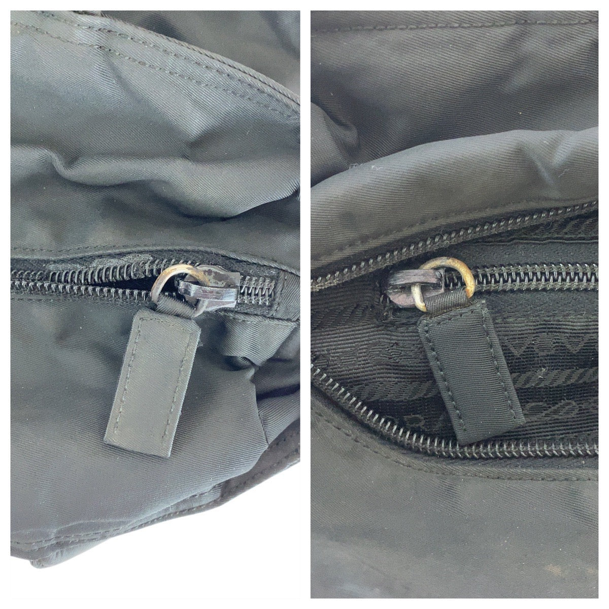 PRADA Tote Bag Nylon Black SilverMetal Tote Bag handbag Test Triangle With logo Women Used Authentic