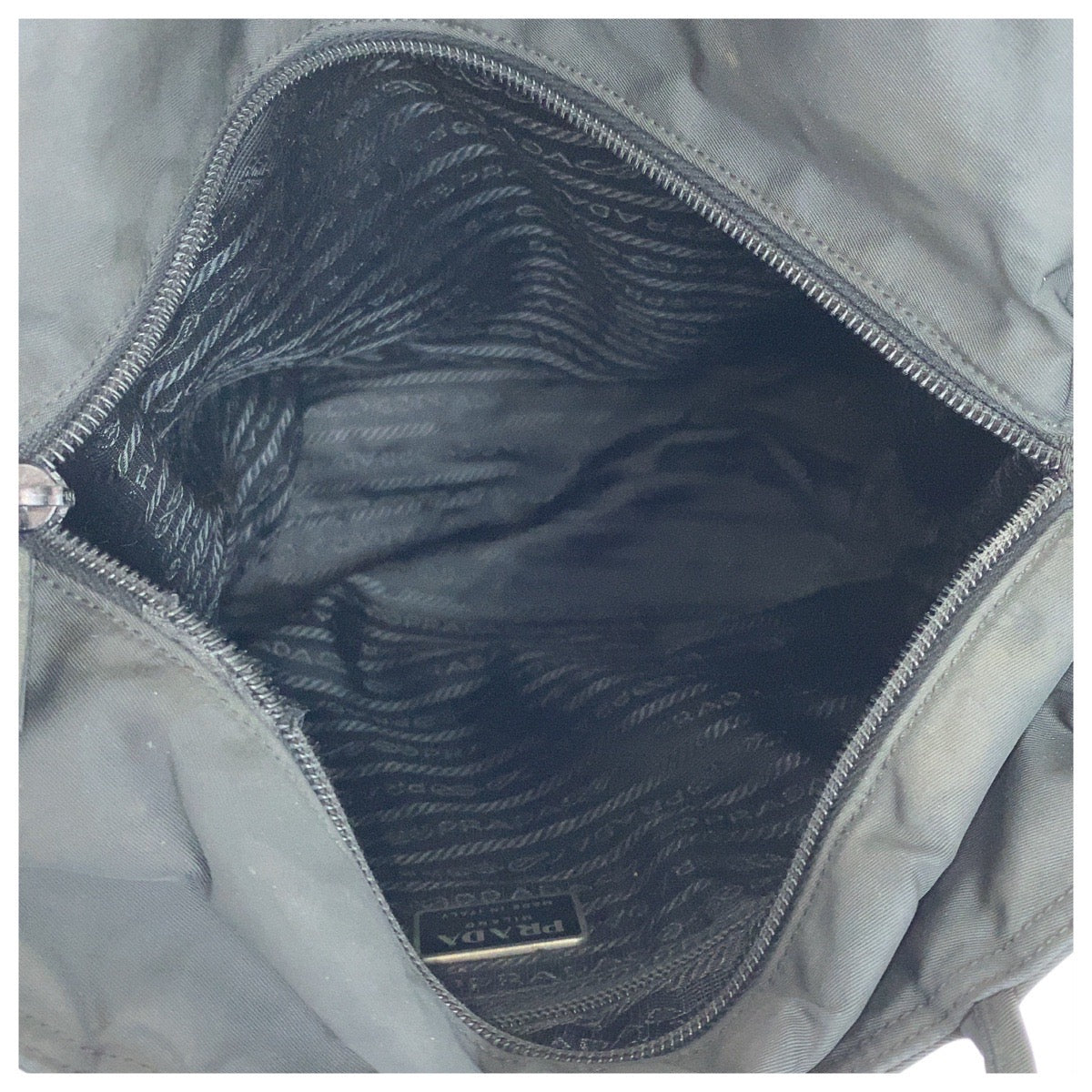 PRADA Tote Bag Nylon Black SilverMetal Tote Bag handbag Test Triangle With logo Women Used Authentic