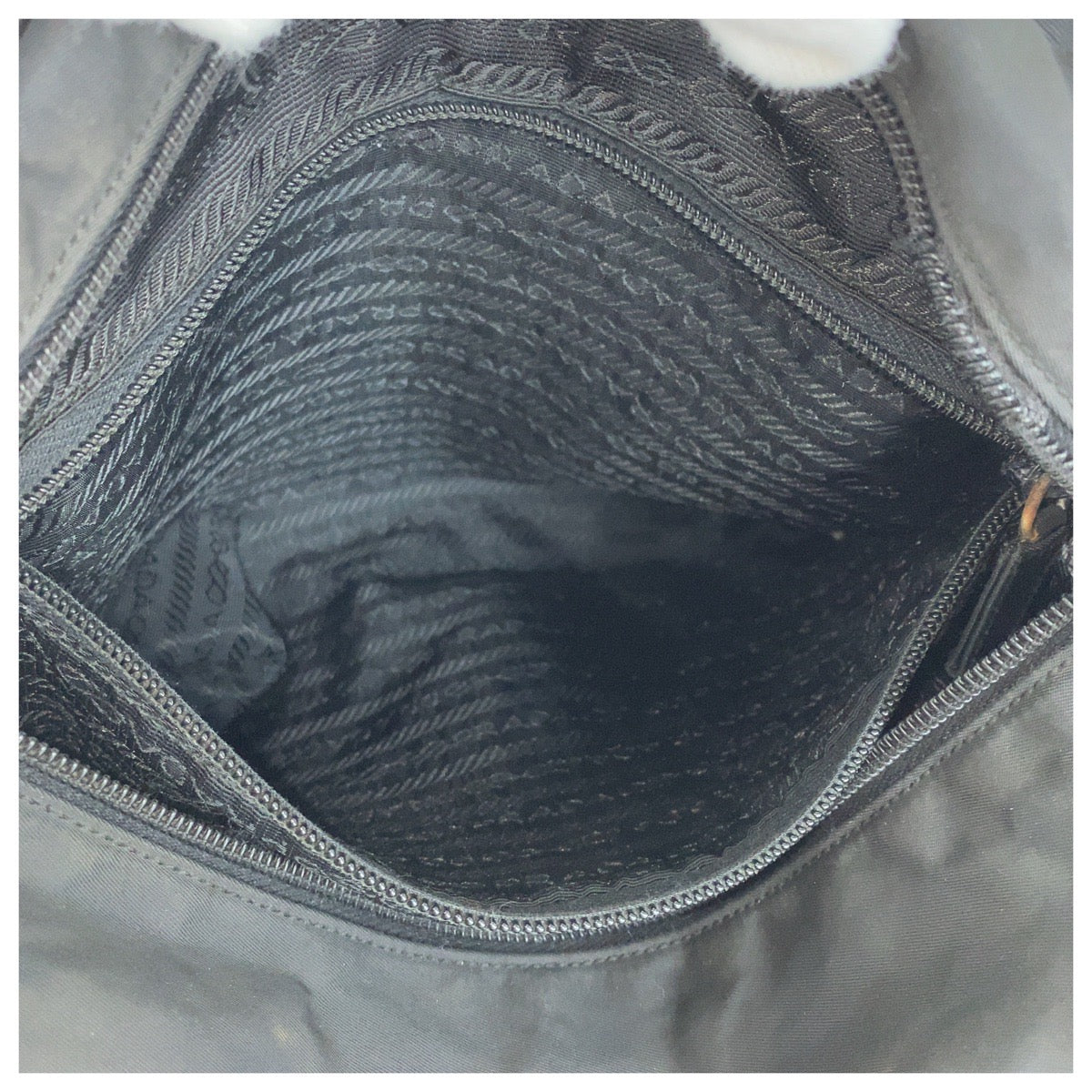 PRADA Tote Bag Nylon Black SilverMetal Tote Bag handbag Test Triangle With logo Women Used Authentic