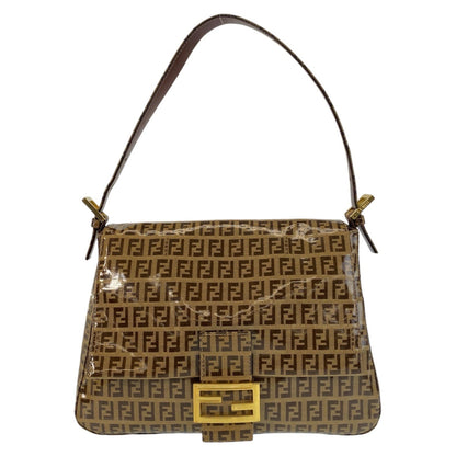 FENDI Shoulder Bag Patent leather, leather Brown Zucchino Mamma Bucket Women Used Authentic