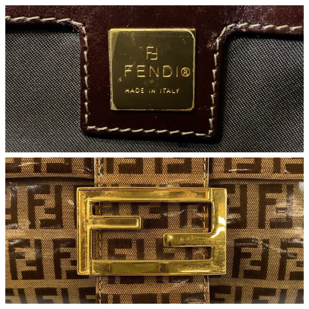 FENDI Shoulder Bag Patent leather, leather Brown Zucchino Mamma Bucket Women Used Authentic