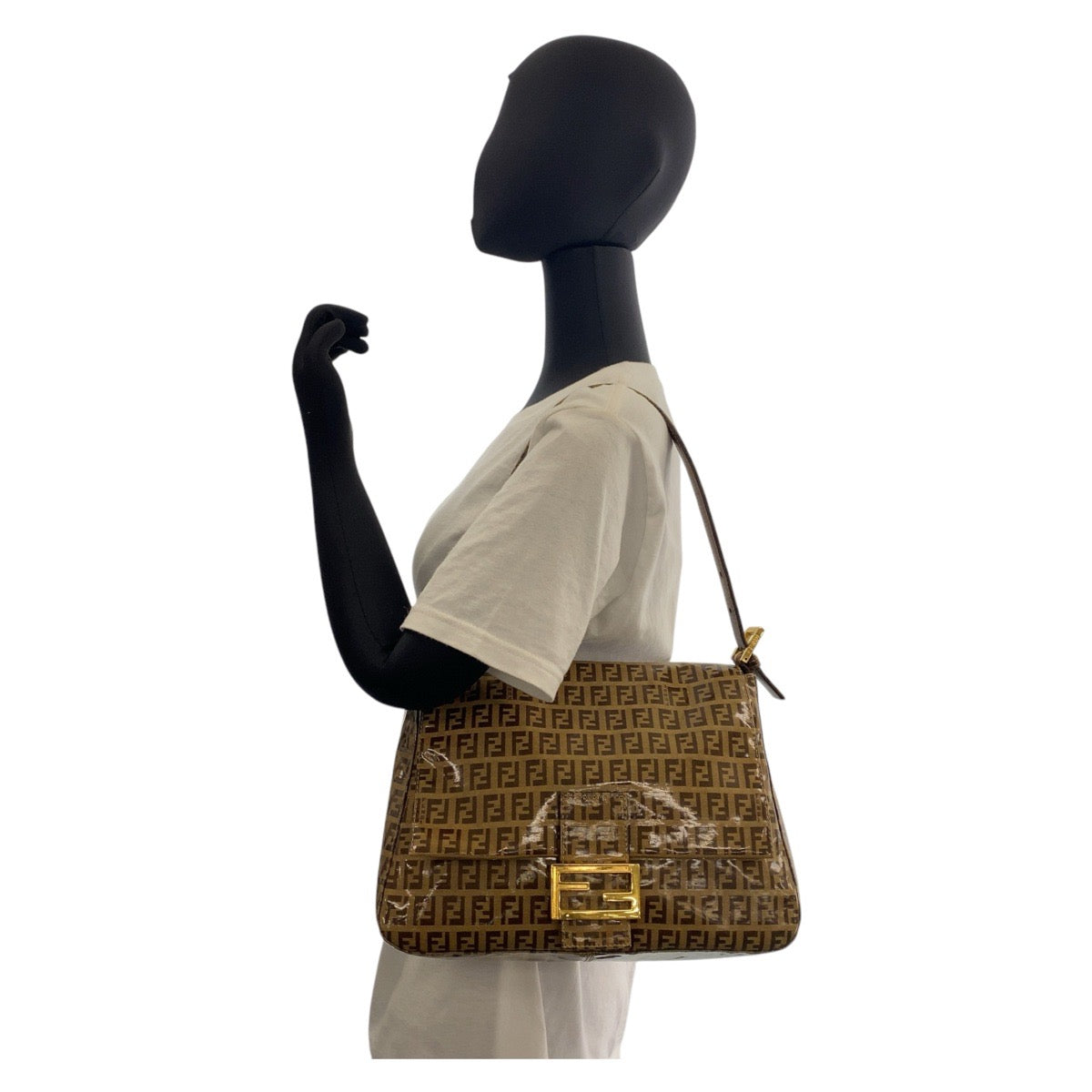 FENDI Shoulder Bag Patent leather, leather Brown Zucchino Mamma Bucket Women Used Authentic