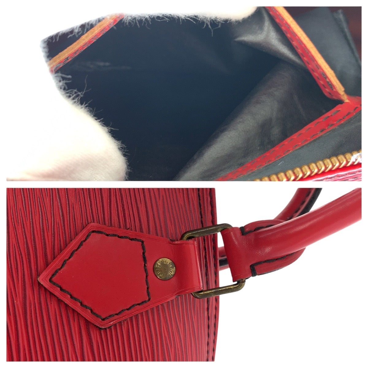 LOUIS VUITTON Handbag M43007 leather Castilian red Handbags Mini Boston Duffel bag Epi Speedy 30 Women Used Authentic
