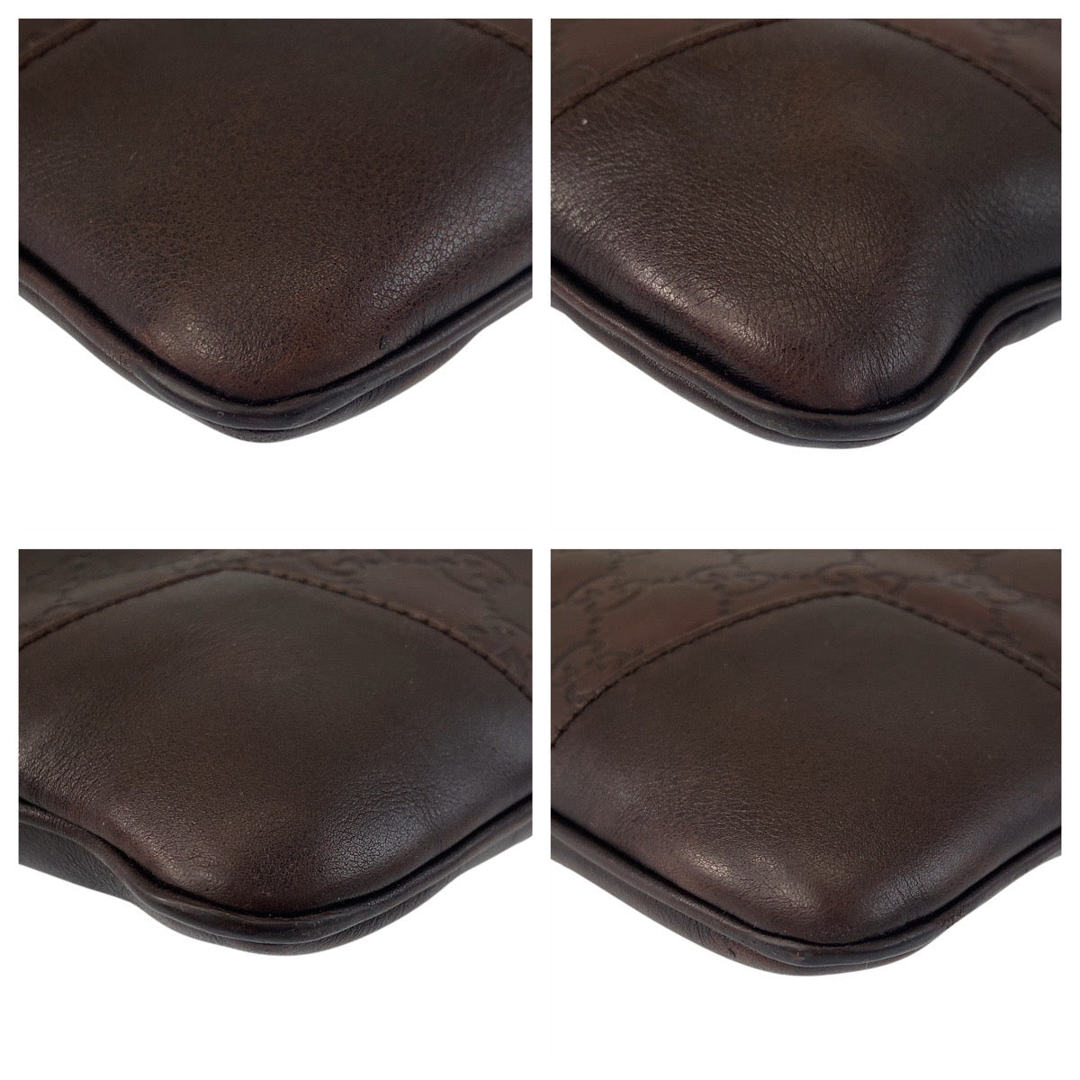 GUCCI Shoulder Bag 148476 leather Brown Silver Metal Shoulder Bag Messenger bag Guccisima Women Used Authentic