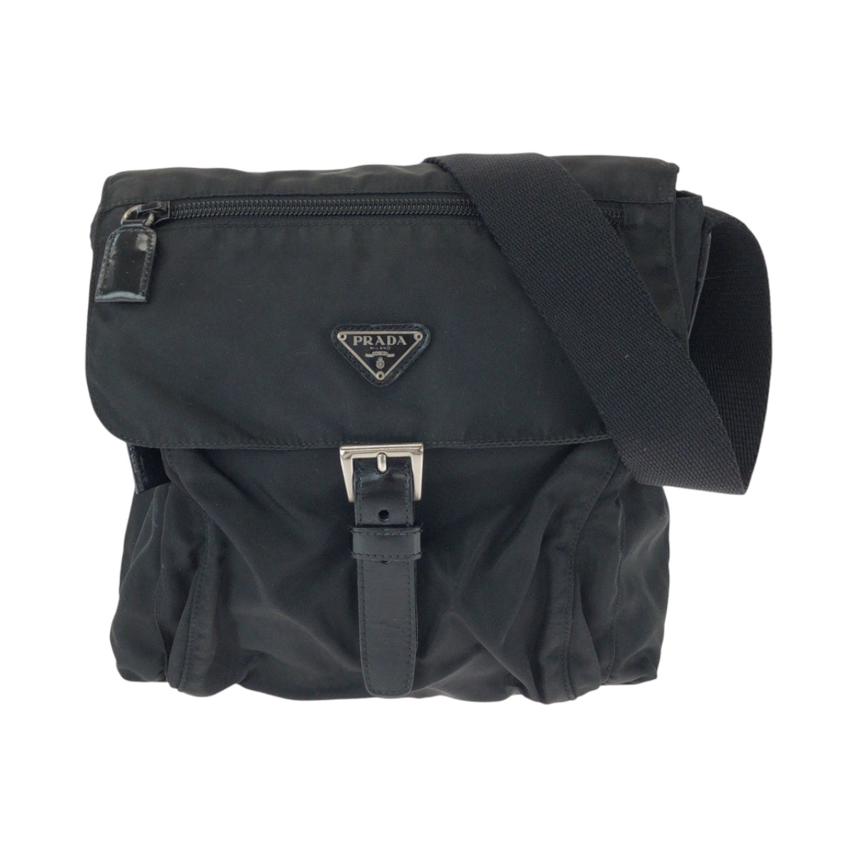 PRADA Shoulder Bag B5469F Nylon black Shoulder Bag pochette Test Triangle With logo Women Used Authentic