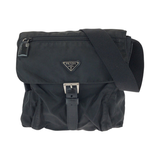 PRADA Shoulder Bag B5469F Nylon black Shoulder Bag pochette Test Triangle With logo Women Used Authentic